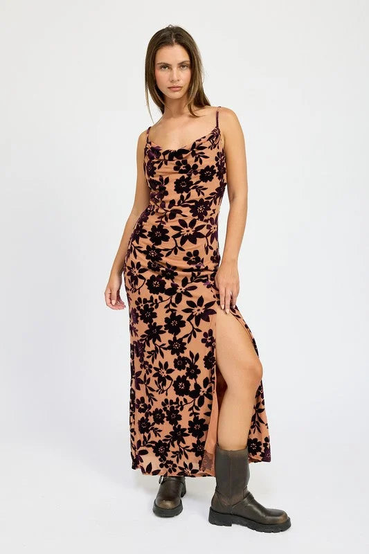 Flash Sale, Don'T Miss Graceful Movement Hot Girl Mulberry Street Floral  Cowl Neck Maxi Dress