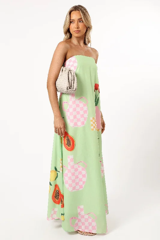 Insane Discount Onslaught Elevated Style Piccolo Strapless Maxi Dress - Green Papaya