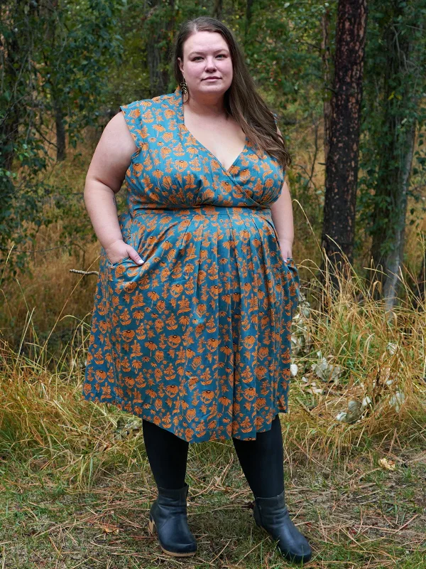 Boutique Styles Feminine Grace Lucille Plus Size Dress - Teal Floral