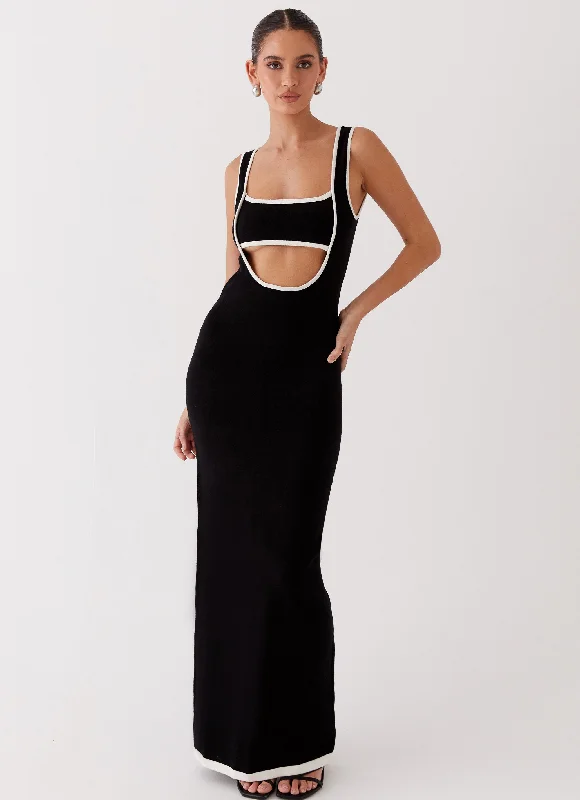 Fashion-Forward Offers Flowy Fabric Lost In Paris Knit Maxi Dress - Black