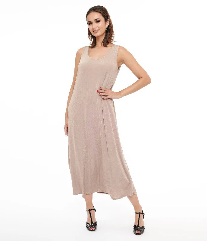 Trendy Pulse Huge Savings on Parisian Styles Taupe Slip Maxi Dress