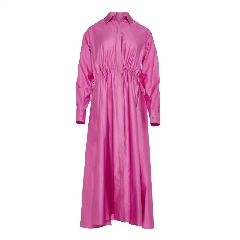 Easy Elegance Sales Graceful Movement Agios Nikias Cotton Sateen Shirt Dress In Violet