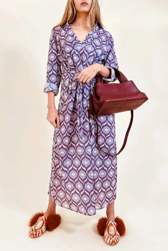 Edgy Fashion Deals Dreamy Aesthetic Monia Ikat Shirt Dress in Plum