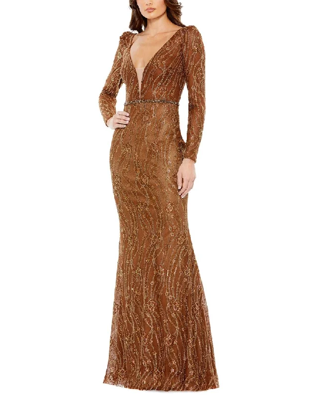 Budget-Friendly Fashion Nordic Minimalist Home Look Mac Duggal Embellished Plunge Trumpet Gown