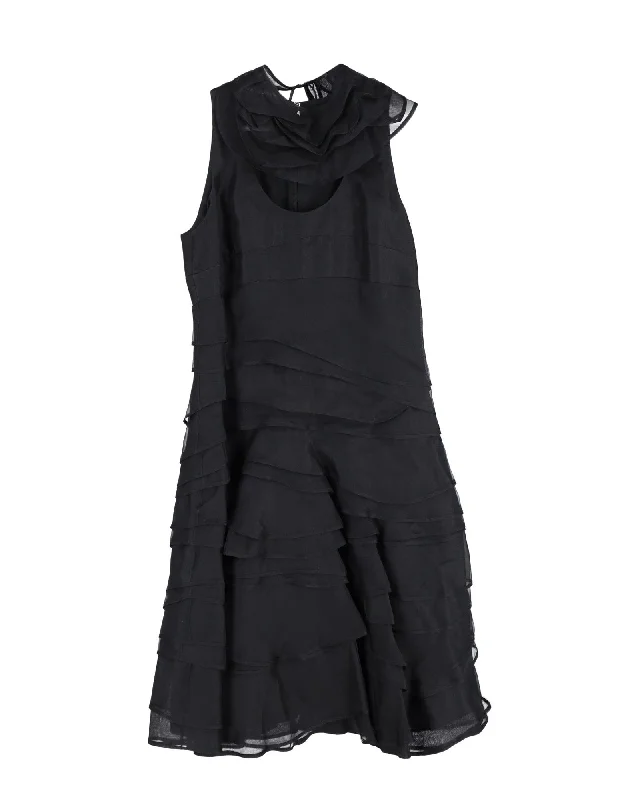 Bold Fashion Sales Dreamy Draping Boss by Hugo Boss Layered Sleeveless Dress in Black Polyamide