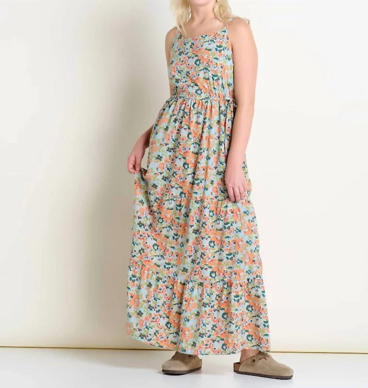 Casual Yet Chic Sales Big Savings on Minimalist Office Styles Sunkissed Tiered Sleeveless Dress In Papaya Geranium Print