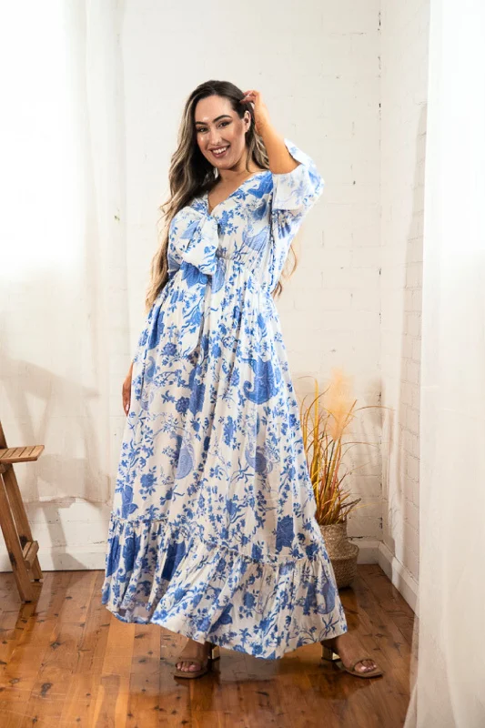 Daily Deals Celebrate with Big Savings Nicole Tie Front Maxi Dress in Paisley