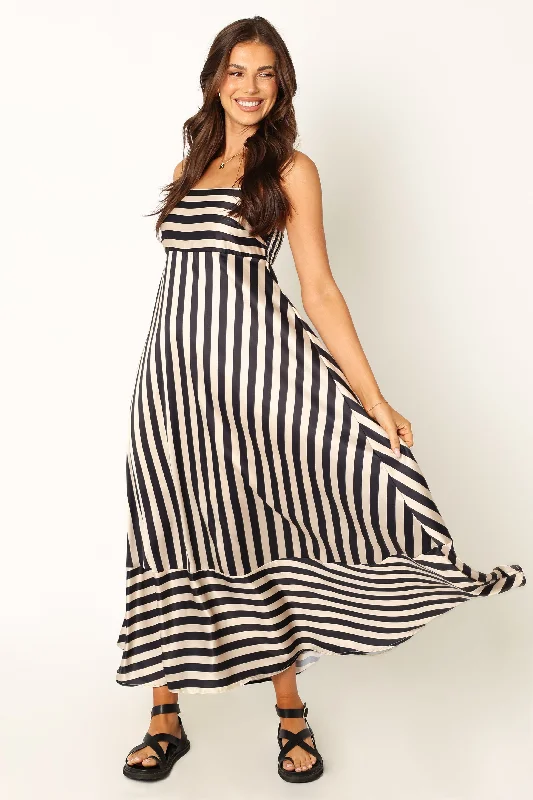 Unleash Your Trend Driven Style Hollywood Glam Award - Show Style Brea Maxi Dress - Black Stripe