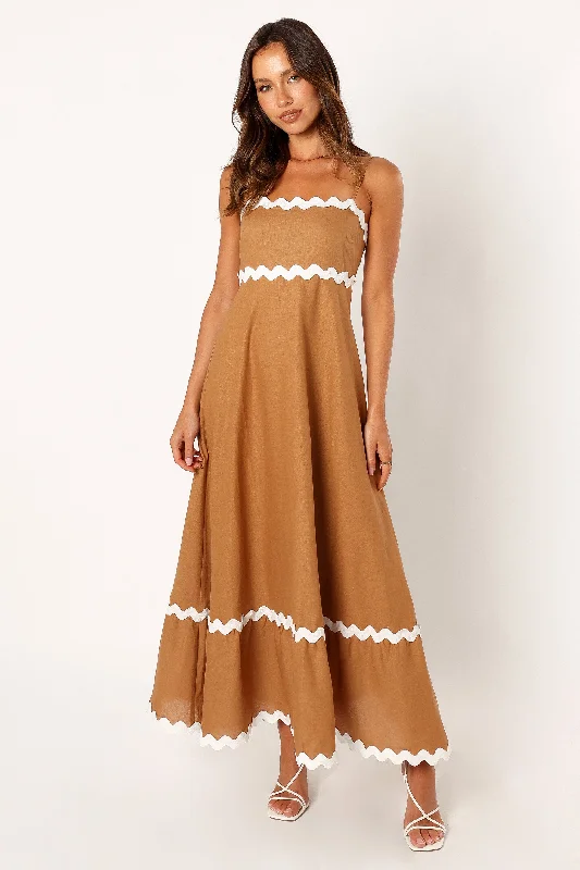 Top Brand Discounts Great Deals on Ethnic Cultural Wear Yana Maxi Dress - Tan White