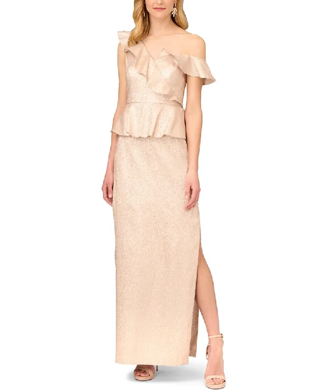 Unbeatable Prices Romantic Date - Night Ensemble Aidan Mattox Lame Column Gown With Ruffles