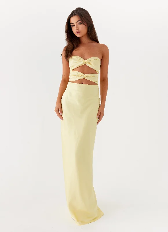 Classy Style Discounts Vintage Elegance Tianna Strapless Maxi Dress - Yellow