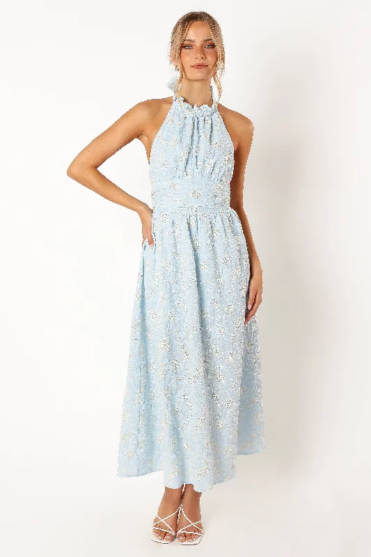 Top Deals Spring Fling Sale Taila Halterneck Midi Dress - Blue Floral