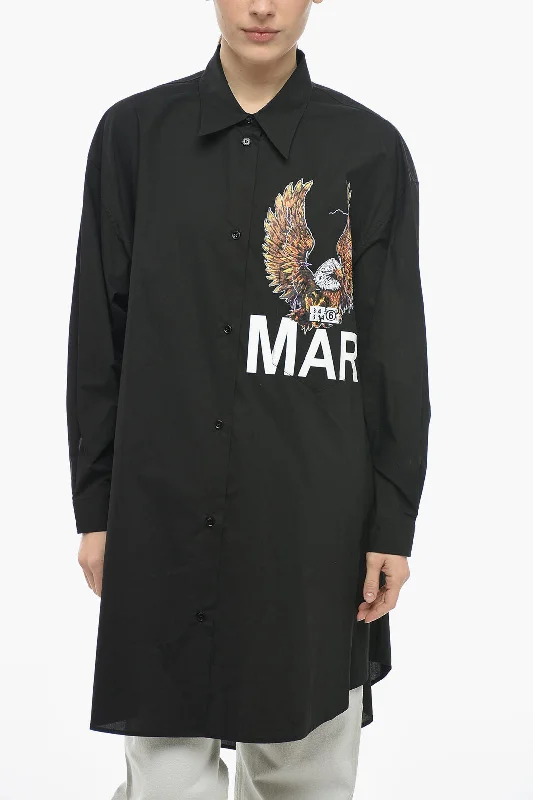 Discount Extravaganza Beat the Heat in Tropical Styles Maison Margiela MM6 Printed EAGLE Cotton Shirt Dress