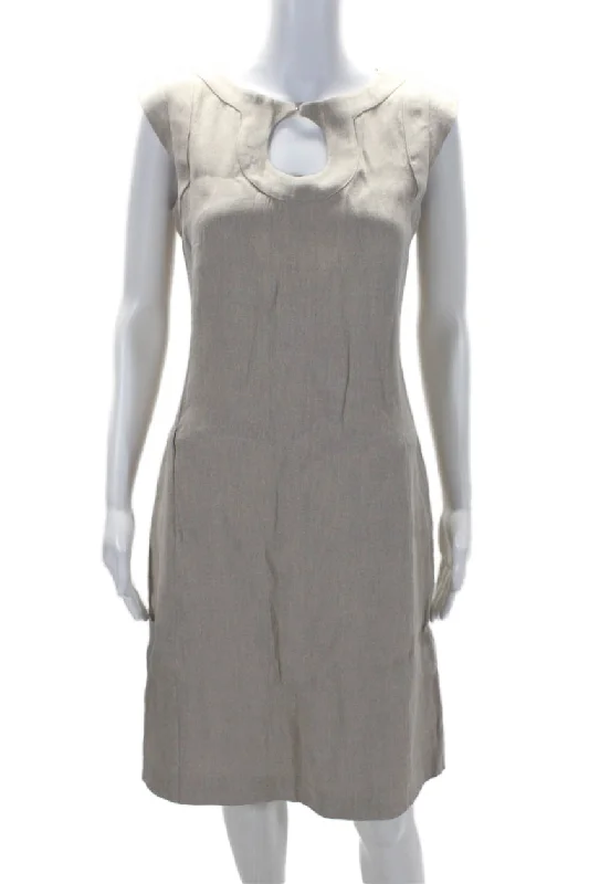 Urban Style Promotions Seasonal Trend Piazza Sempione Womens Sleeveless Back Zip Long Dress Beige