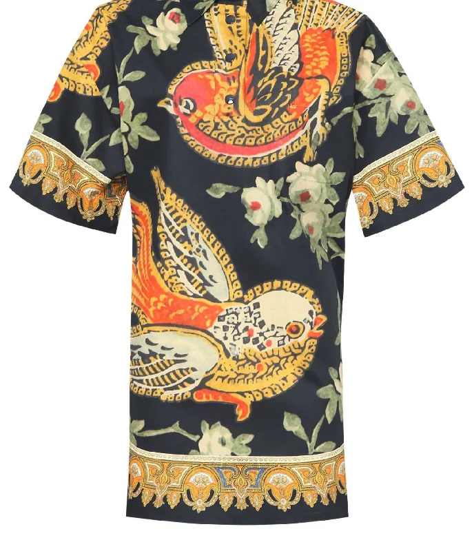 Chic Trend Collection Big Savings on Rustic Countryside Styles Bird Shirt Dress In Multi