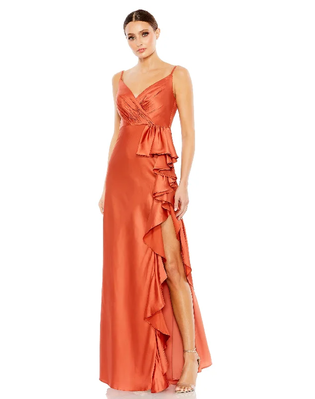 Boutique Styles Limited - Edition Drops V-Neck Spaghetti Strap Satin Gown