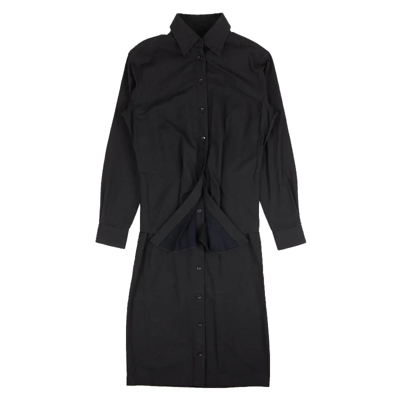 Minimalist Fashion Sale Limited - Stock Navy Blue Button Down Shirt Dress