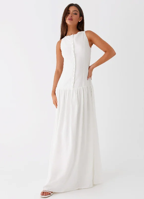 Enjoy Discount Subtle Sophistication Meggie Linen Maxi Dress - White