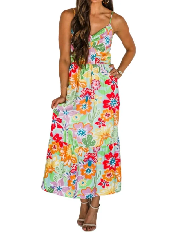 Stylish Savings Flash Deals Resort Ready Floral Dress In Multi Color