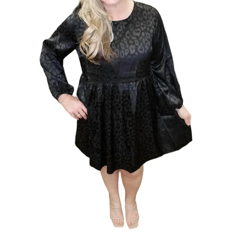 Limited Edition Contemporary Elegance Wild Girl Long Sleeve Dress In Black