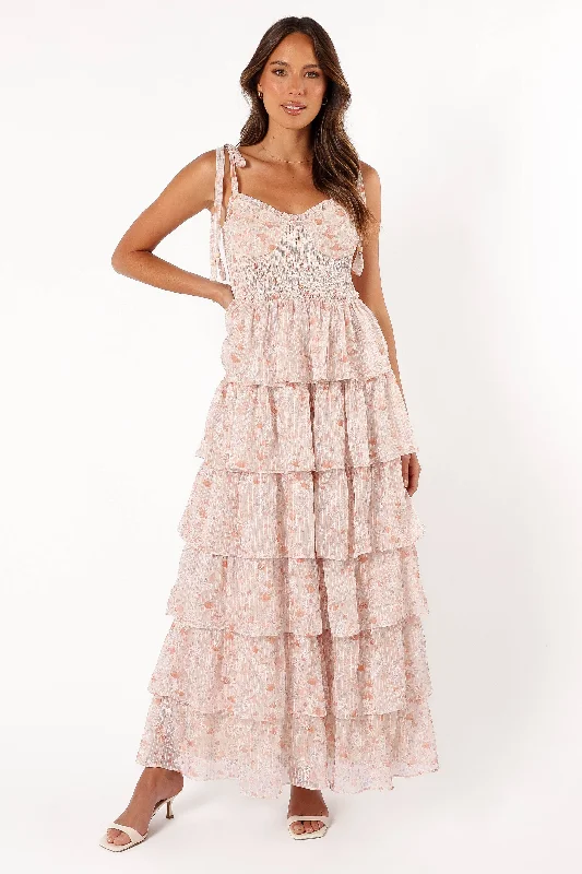 New Styles Just In Soft Textures Kristah Maxi Dress - Peach Floral