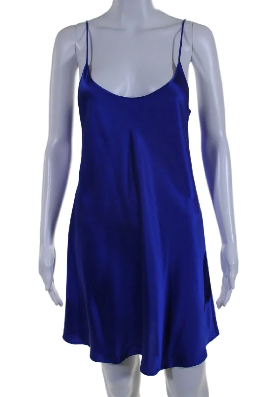 Special Offers, Don't Miss Huge Savings on Parisian Styles La Perla Womens Silk Scoop Neck Sleeveless Pullover Mini Slip Dress Blue