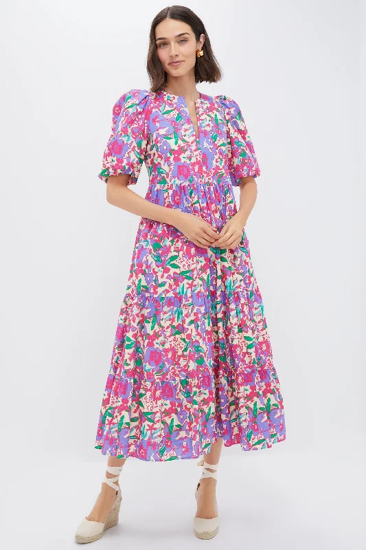 Flash Sale Refined Simplicity Magenta Multi Floral Cisco Maxi Dress