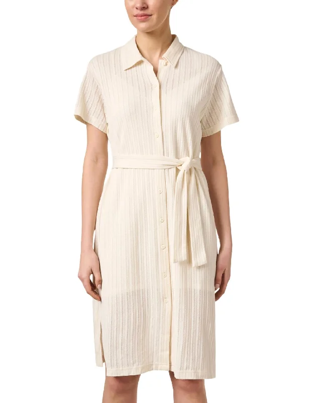 Chic Styles Seasonal Trend Marinella Cotton Shirt Dress In Ivory