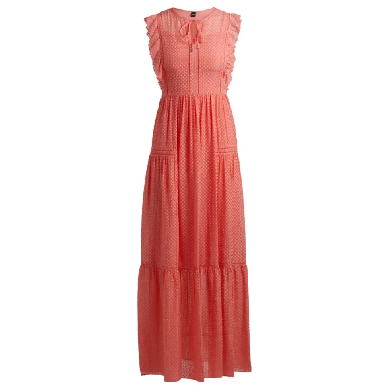 Stylish Statements Alluring Design Tie-neckline sleeveless dress with frill trims