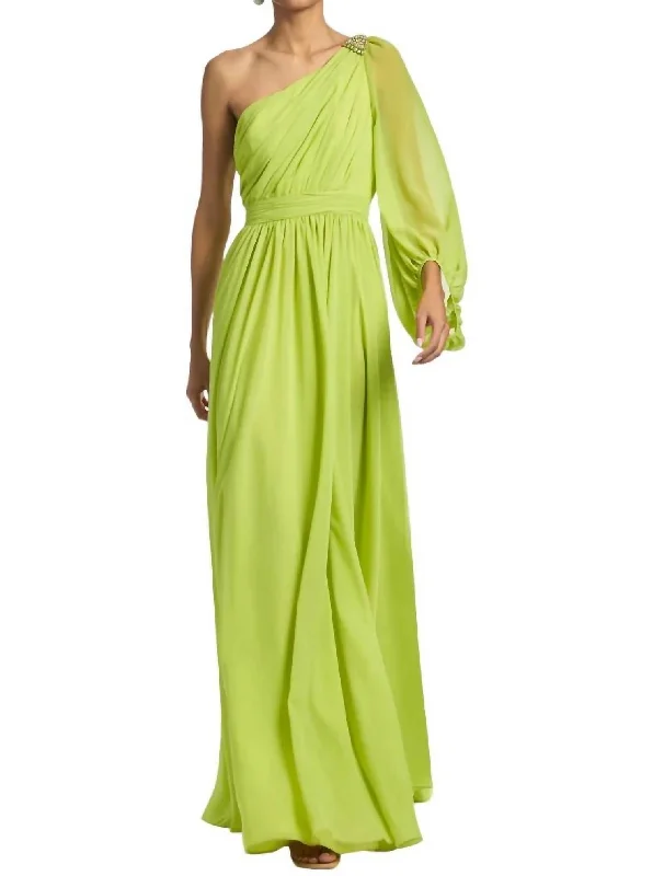 Holiday Attire Sale Playful Elegance Makayla Gown In Chartreuse