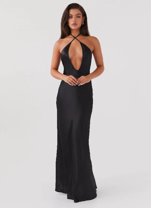 Hot Styles Effortless Sophistication Noir Symphony Maxi Dress - Black