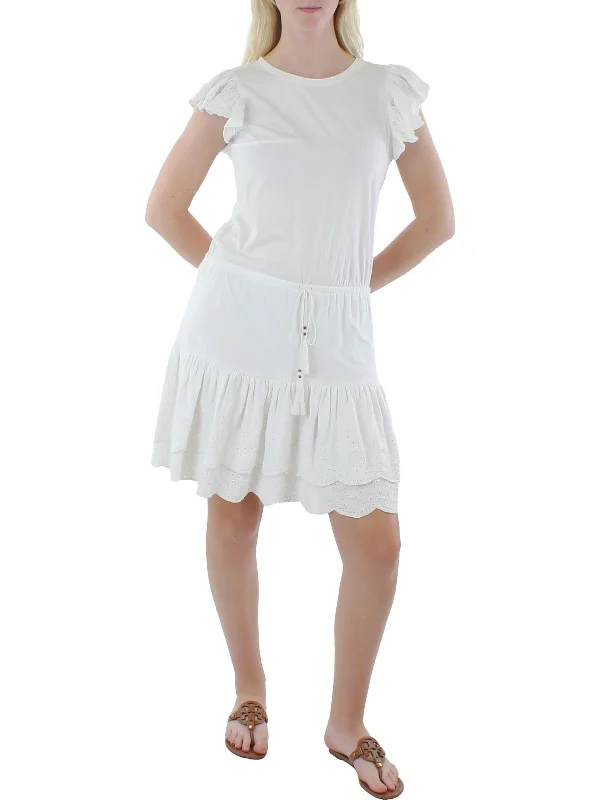 Vintage Style Deals Grab Romantic Date - Night Styles Now Womens Eyelet Knee-Length T-Shirt Dress