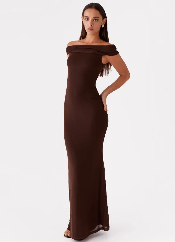 Exclusive Discount Bold Patterns Marilyn Maxi Dress - Chocolate