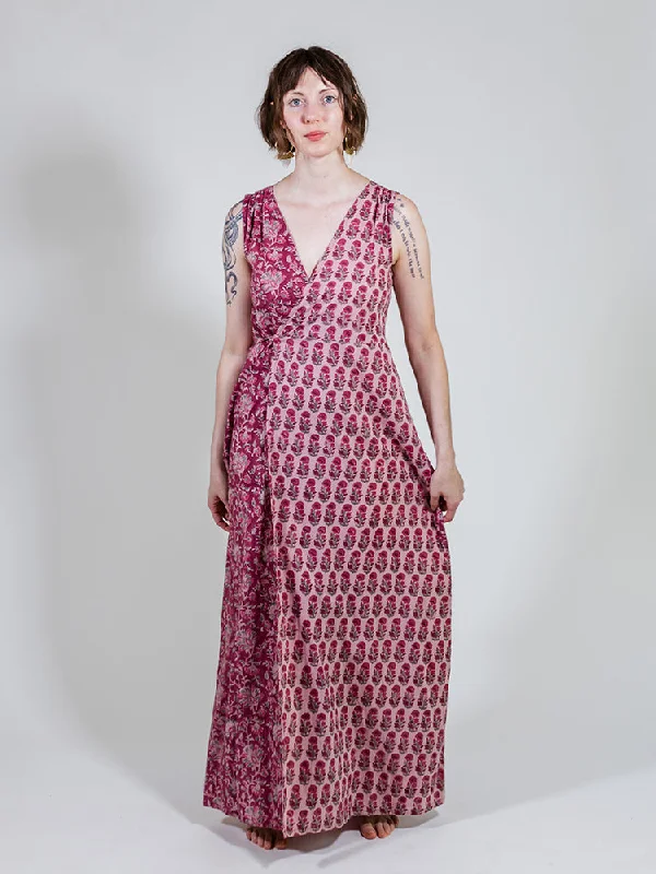 Street Style Discounts Cottagecore Rustic Charm Style Bekka Maxi Dress - Magenta Vine Floral