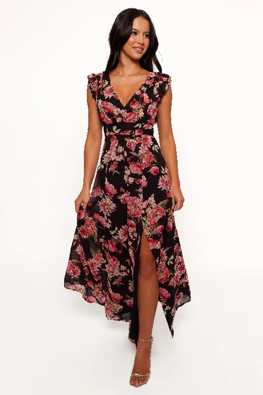 Fashionista Favorites Luxury Comfort Aldo Maxi Dress - Black Floral