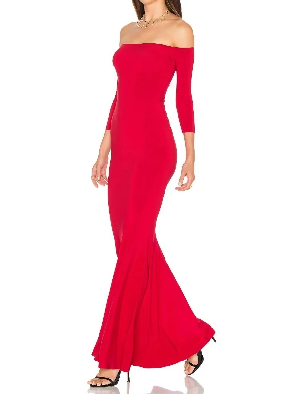 Timeless Style Promotions Great Prices on Feminine Styles Off Shoulder Fishtail Gown In Red