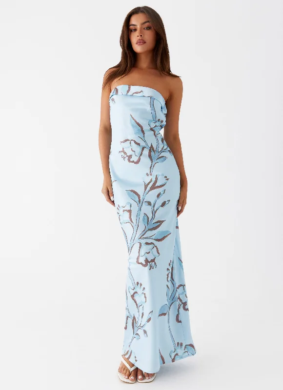 Ends Soon Tropical Island - Inspired Attire Summer Lover Maxi Dress - Blue Floral