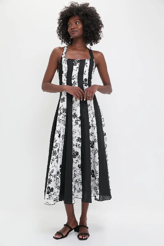 The Good Stuff Everyday Glamour Black and White Floral Linen Midi Dress