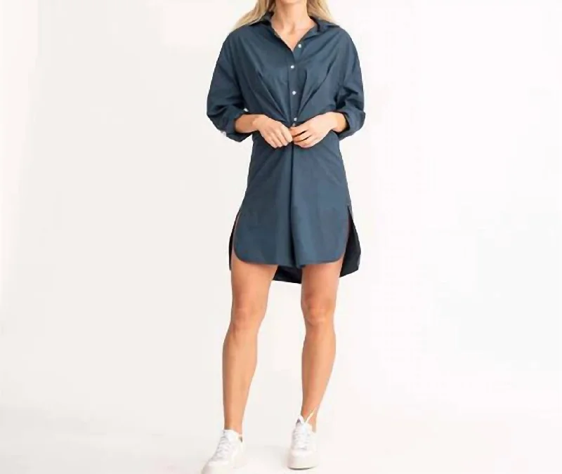 Limited Stock, Big Sale Casual Weekend Relaxed Style Lilli Shirt Dress In Midnight