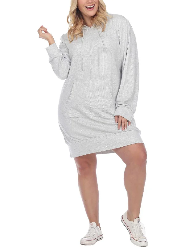 Style Redefined Beat the Heat in Tropical Styles Plus Womens Hoodie Short Sweatshirt Dress