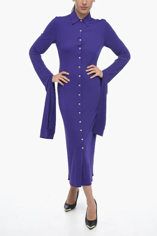 Essentials On Sale Update with Cottagecore Styles Coperni Stretch Fabric Shirt Dress with Extra-long Sleeves