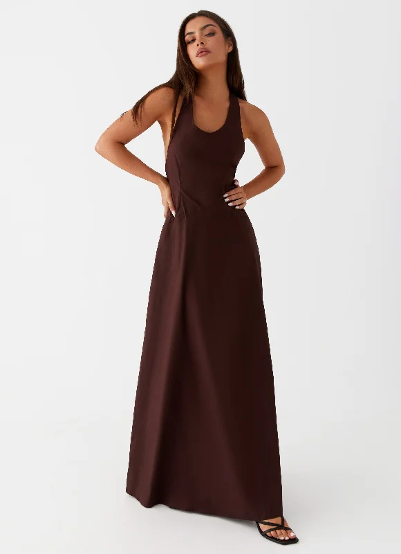 Limited Time Deal Vintage Elegance Vestige Maxi Dress - Chocolate