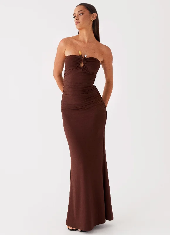 Fashion-Forward Feminine Grace Rudy Maxi Dress - Brown