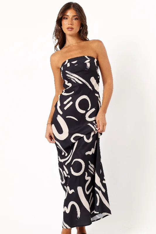 Effortless Style, Endless Impact Mid - Season Sale Remmie Strapless Maxi Dress - Black/White