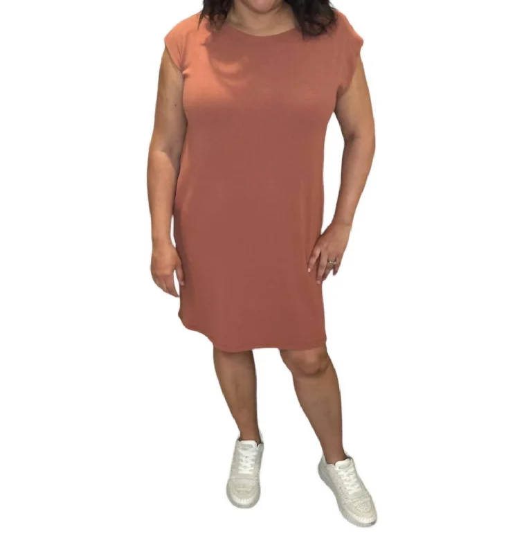 Trendy Styles Final Clearance Sleeveless Knit Tunic Dress In Cinnamon