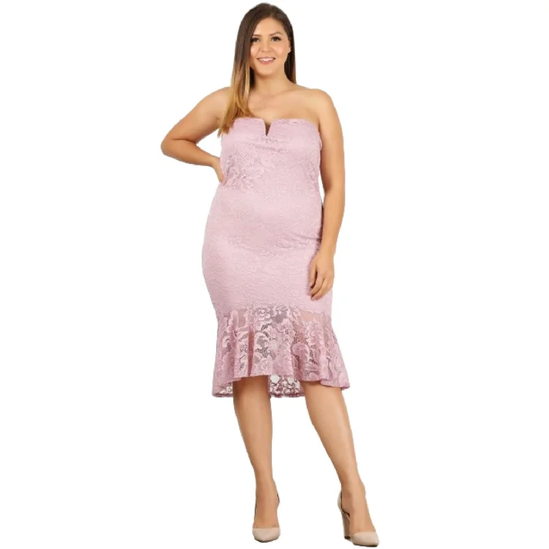 Hurry Before It'S Gone Clearance Event Plus Size Lace, Strapless Bodycon Midi Dress