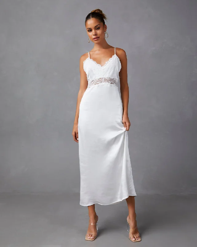 Absurdly Cheap Sale End - of - Month Blowout Therese Satin Lace Midi Dress