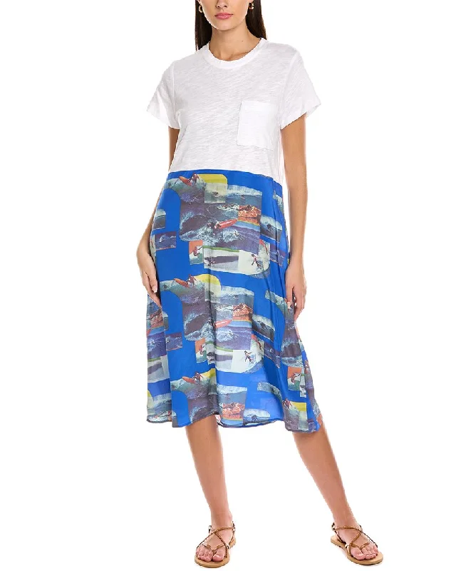 Affordable Trendy Fashion Flowy Fabric Sea NY Silk Skirt T-Shirt Dress