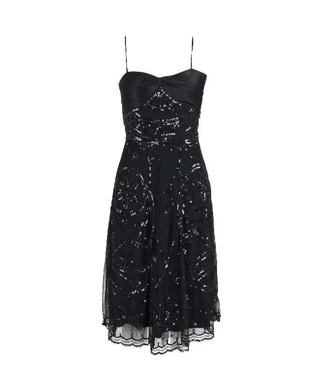 Low Price Special Early Access to Art Deco Styles Sale Temperley London Sequined Sleeveless Dress in Black Polyester