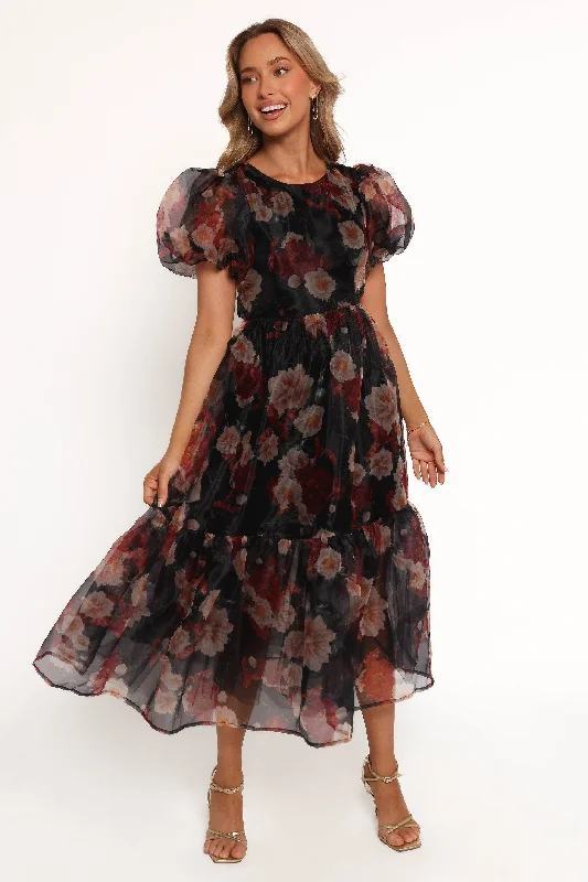 Refined Fashion Sale Mother's Day Special Elspeth Midi Dress - Black Floral